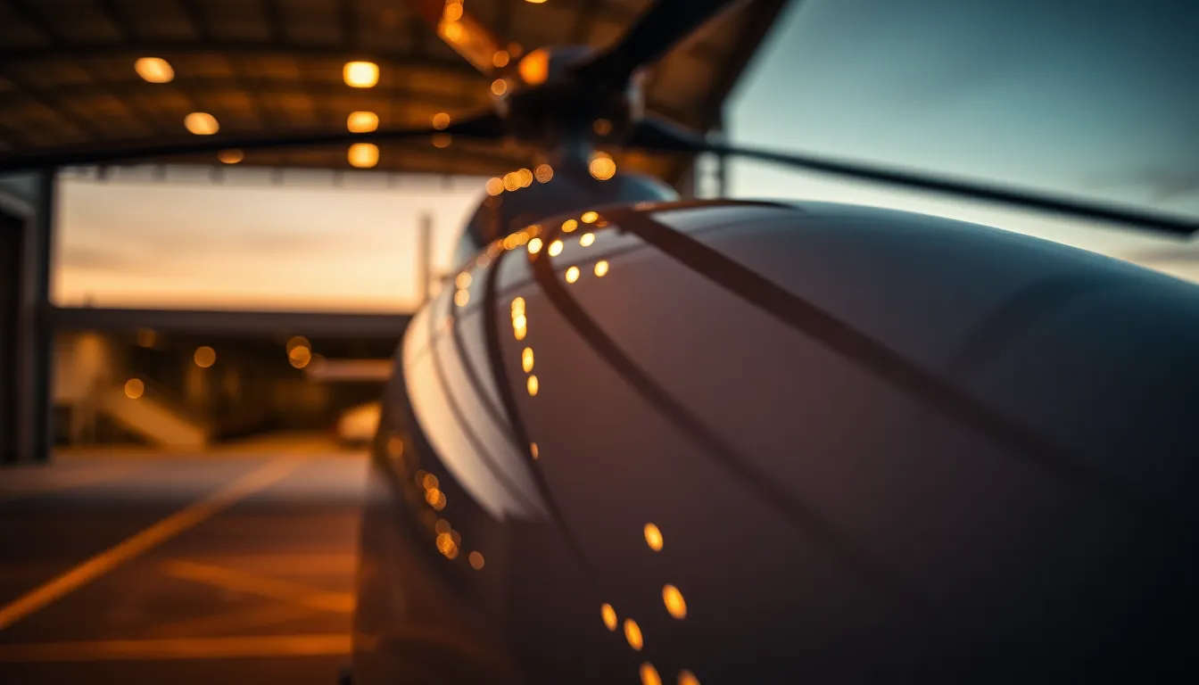 Twilight Reflection on Helicopter Surface