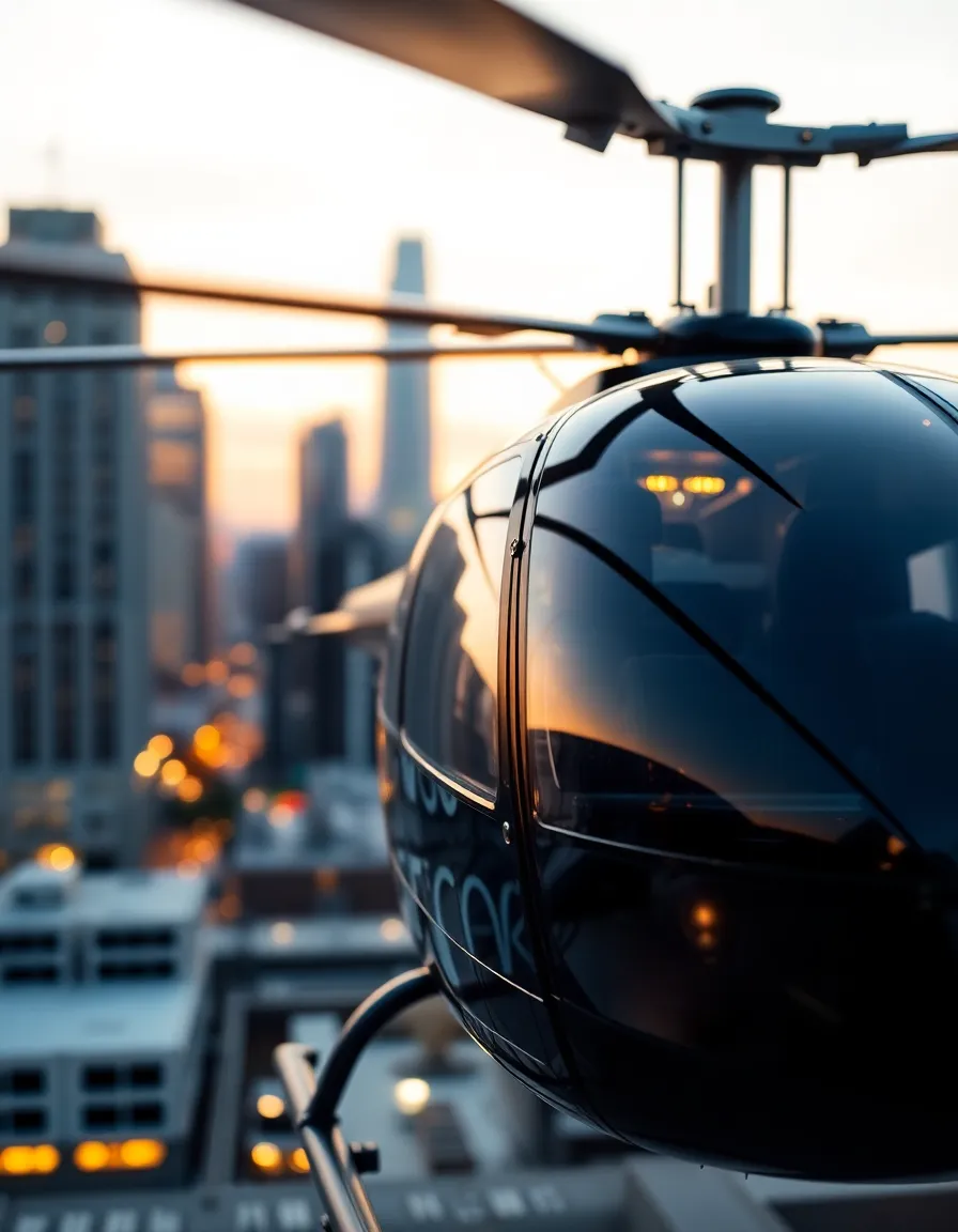 Urban Helicopter at Dusk