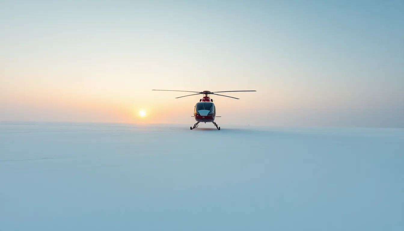 Helicopter Taking Off in the Snow