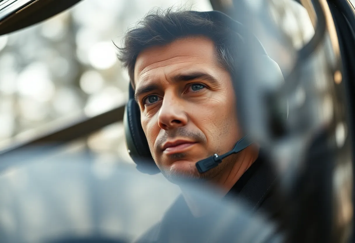 Helicopter Pilot Preparing for Takeoff