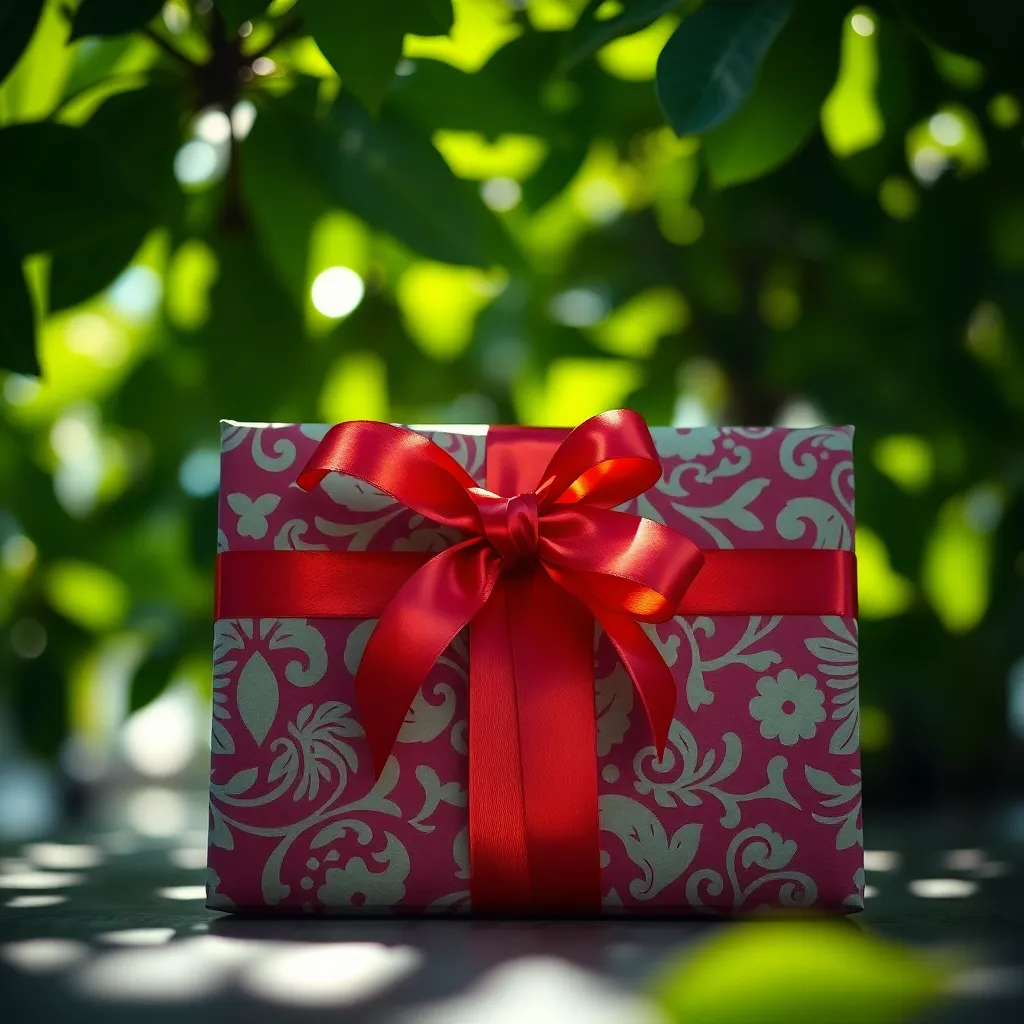 Beautifully Wrapped Holiday Gift Close-Up