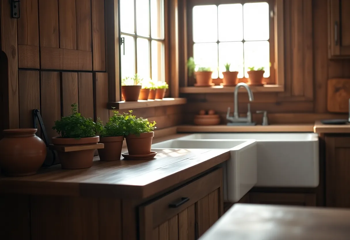 Rustic Kitchen with Fresh Herbs