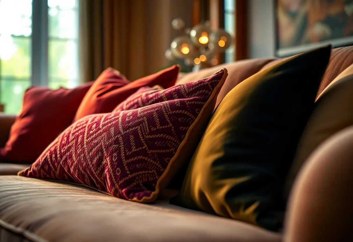 Luxurious Sofa with Colorful Throw Pillows