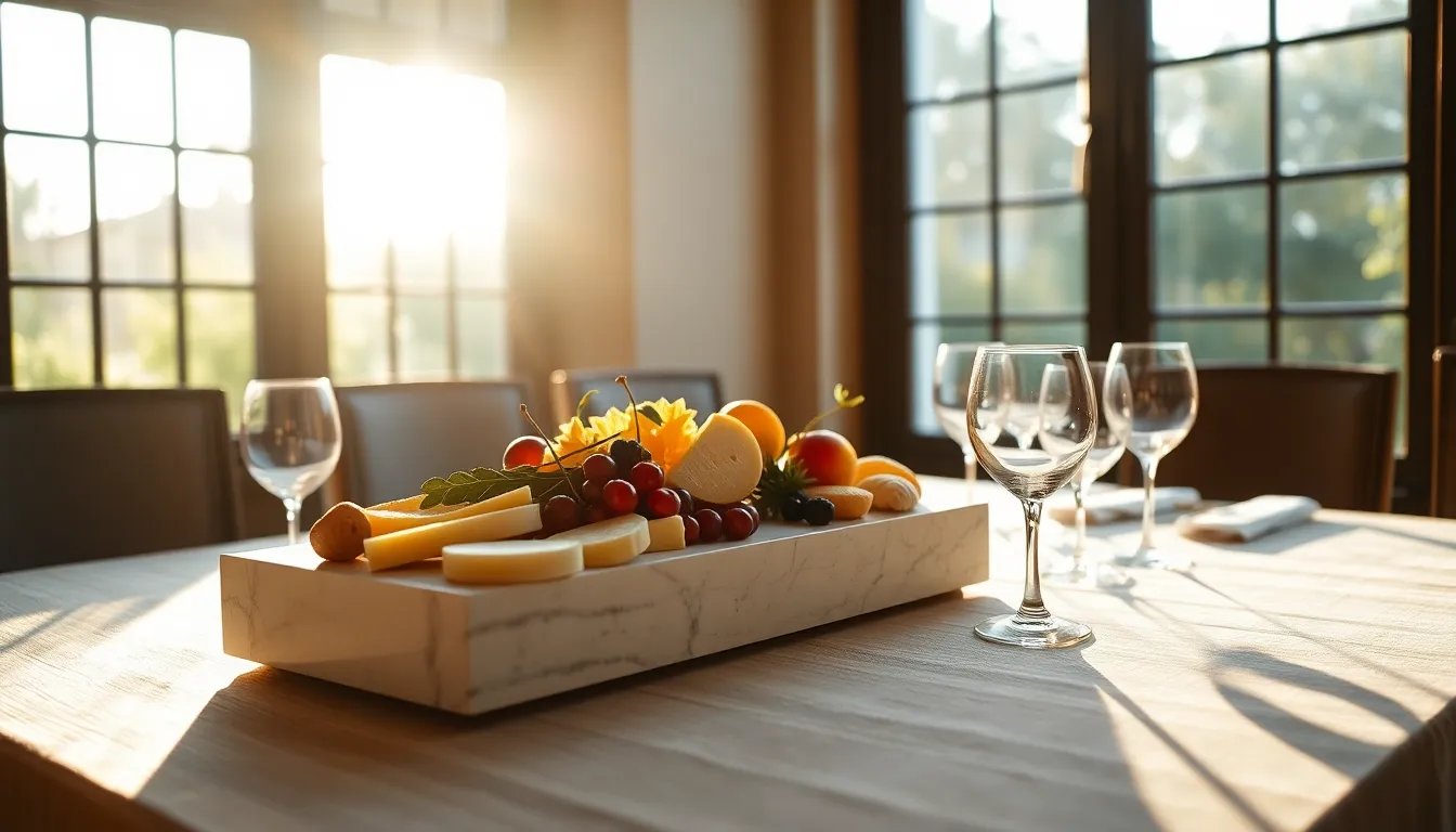 Elegant Dining Table with Cheese Platter