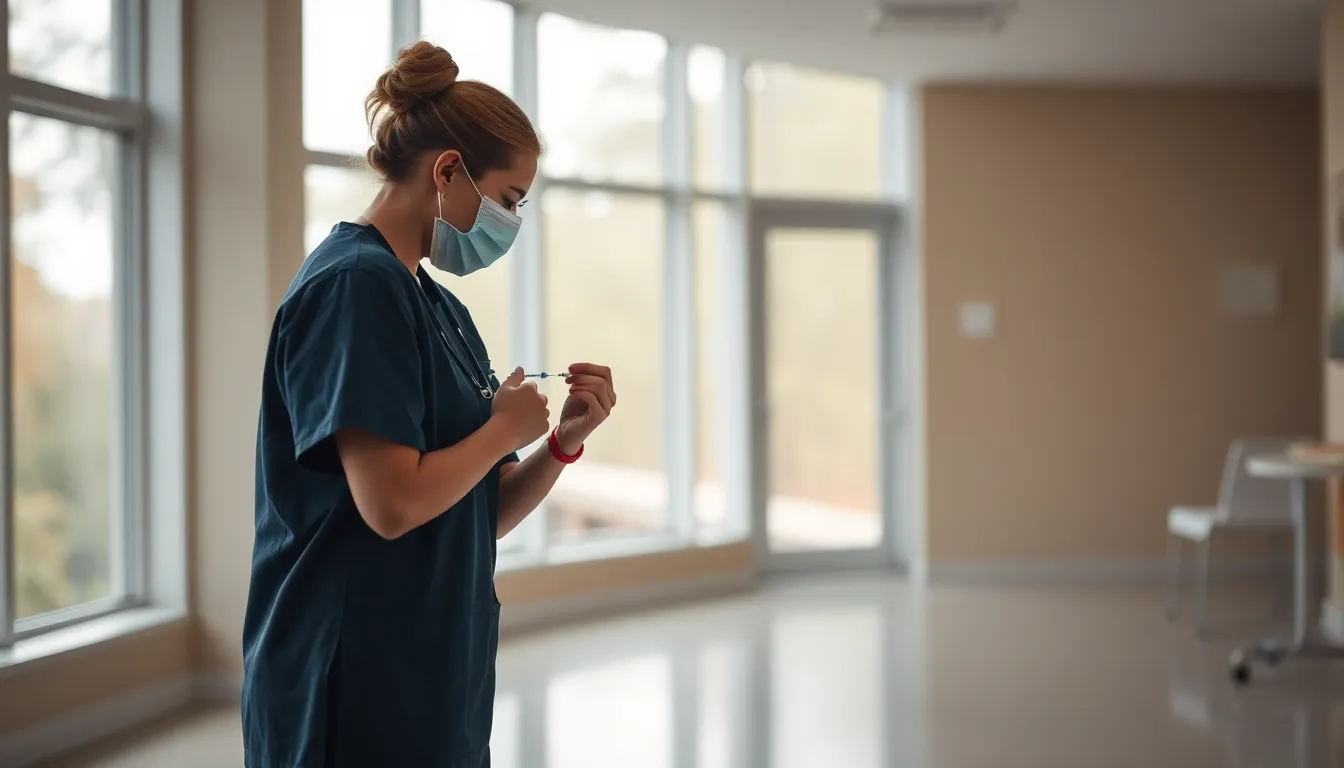 An empty emergency room entrance showcases clean lines and a calming atmosphere, illuminated by soft overcast daylight. The composition emphasizes leading lines that draw the viewer's gaze toward the entrance, creating a sense of depth. The muted color palette and polished tile floor enhance the clinical yet welcoming environment. This image conveys a sense of readiness and care within the healthcare setting.
