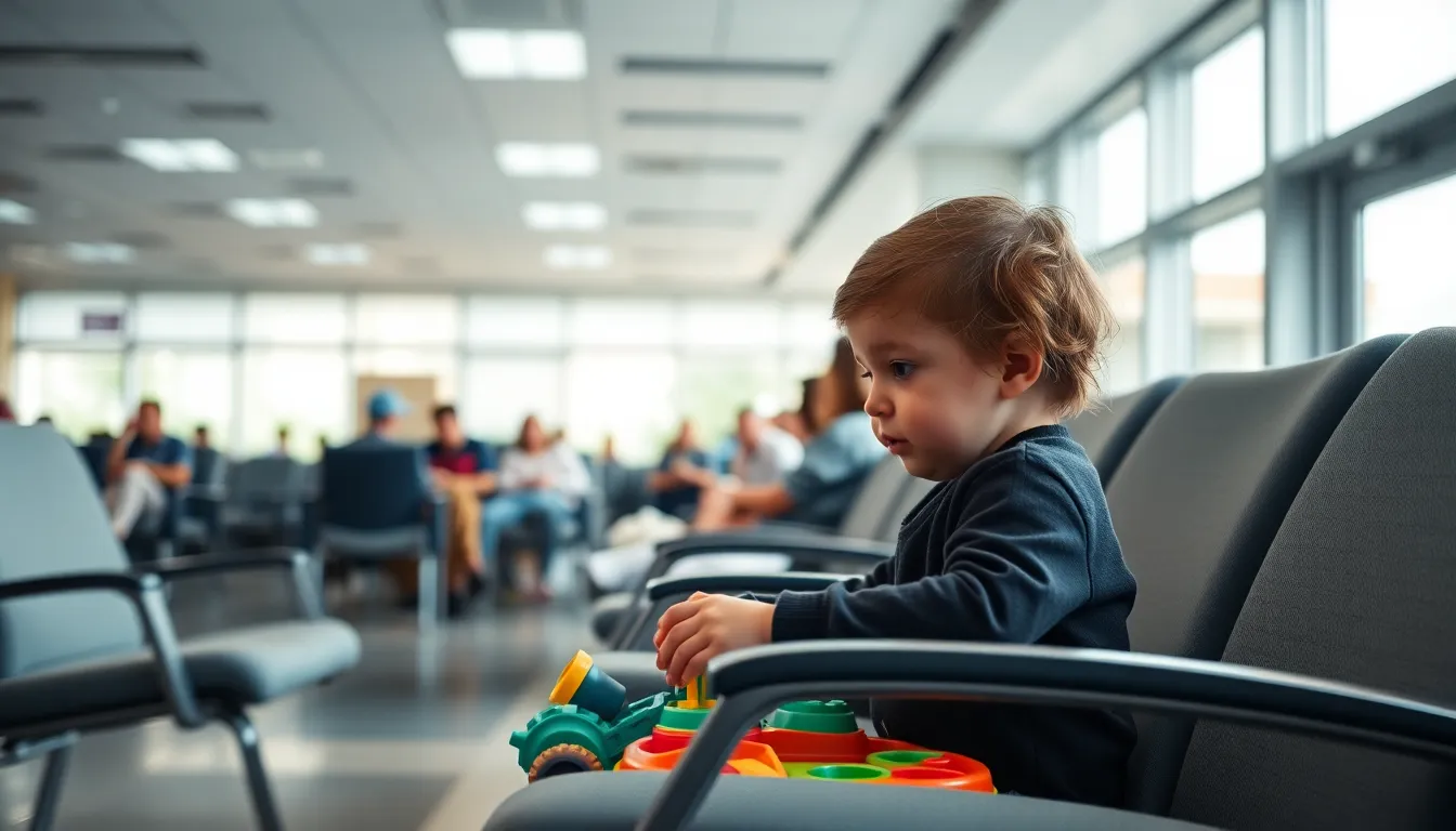 Child Playing in Hospital Waiting Room