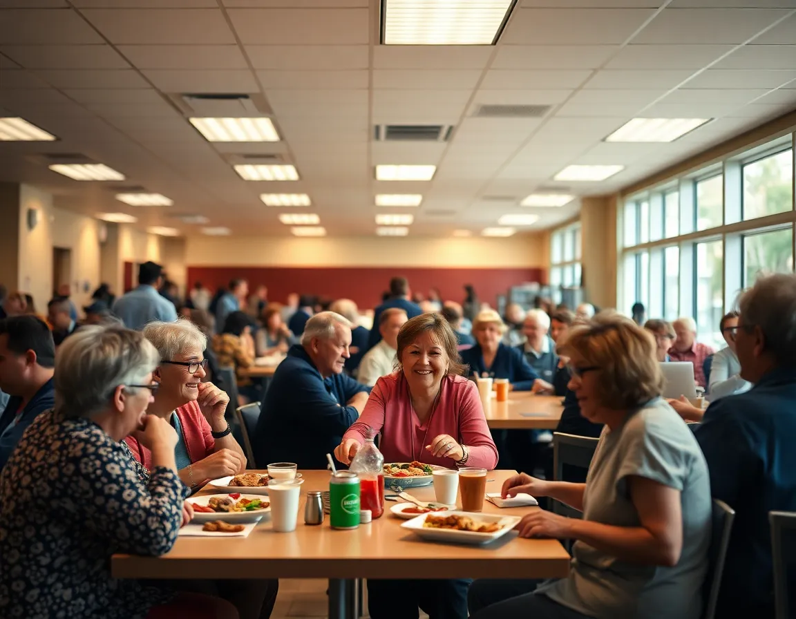 Busy Hospital Cafeteria During Lunch Hour