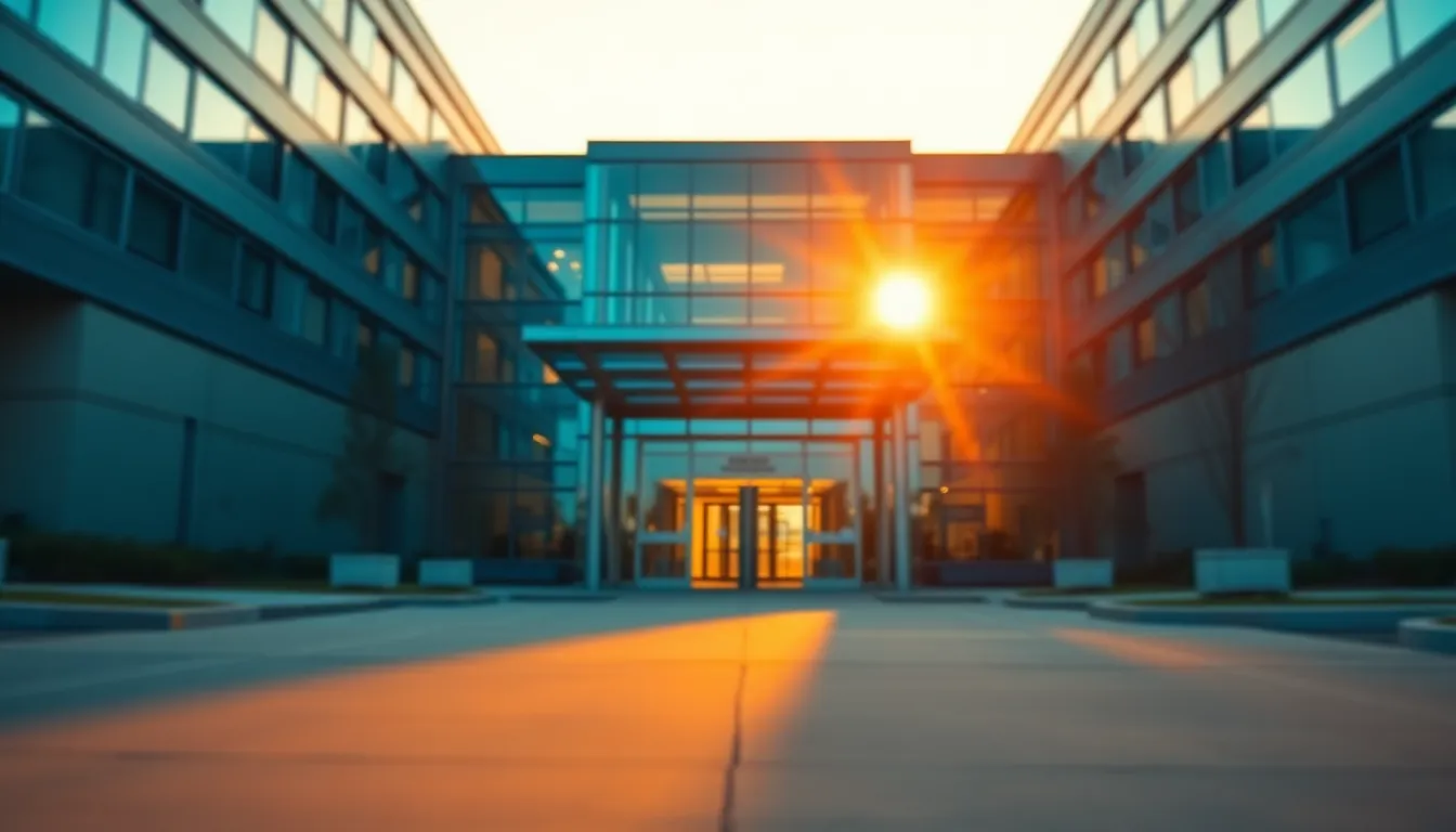 A dedicated nurse stands in a sunlit hospital room, smiling softly while checking a patient’s chart. The warm glow of golden hour backlight highlights her features against the sterile backdrop. The composition uses the rule of thirds, drawing attention to her caring expression. The scene is adorned with a lush green plant, adding a touch of warmth to the clinical setting.