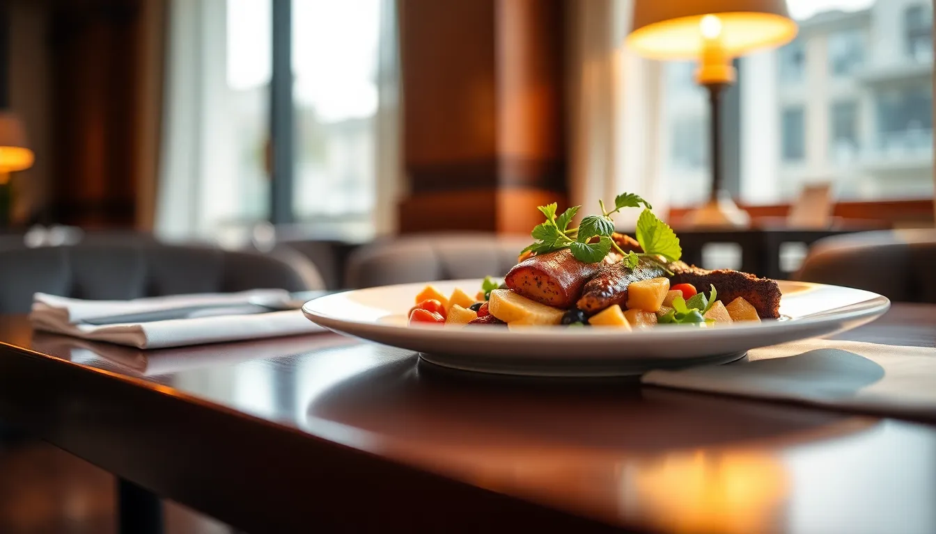 Gourmet Dish at Luxury Hotel Restaurant
