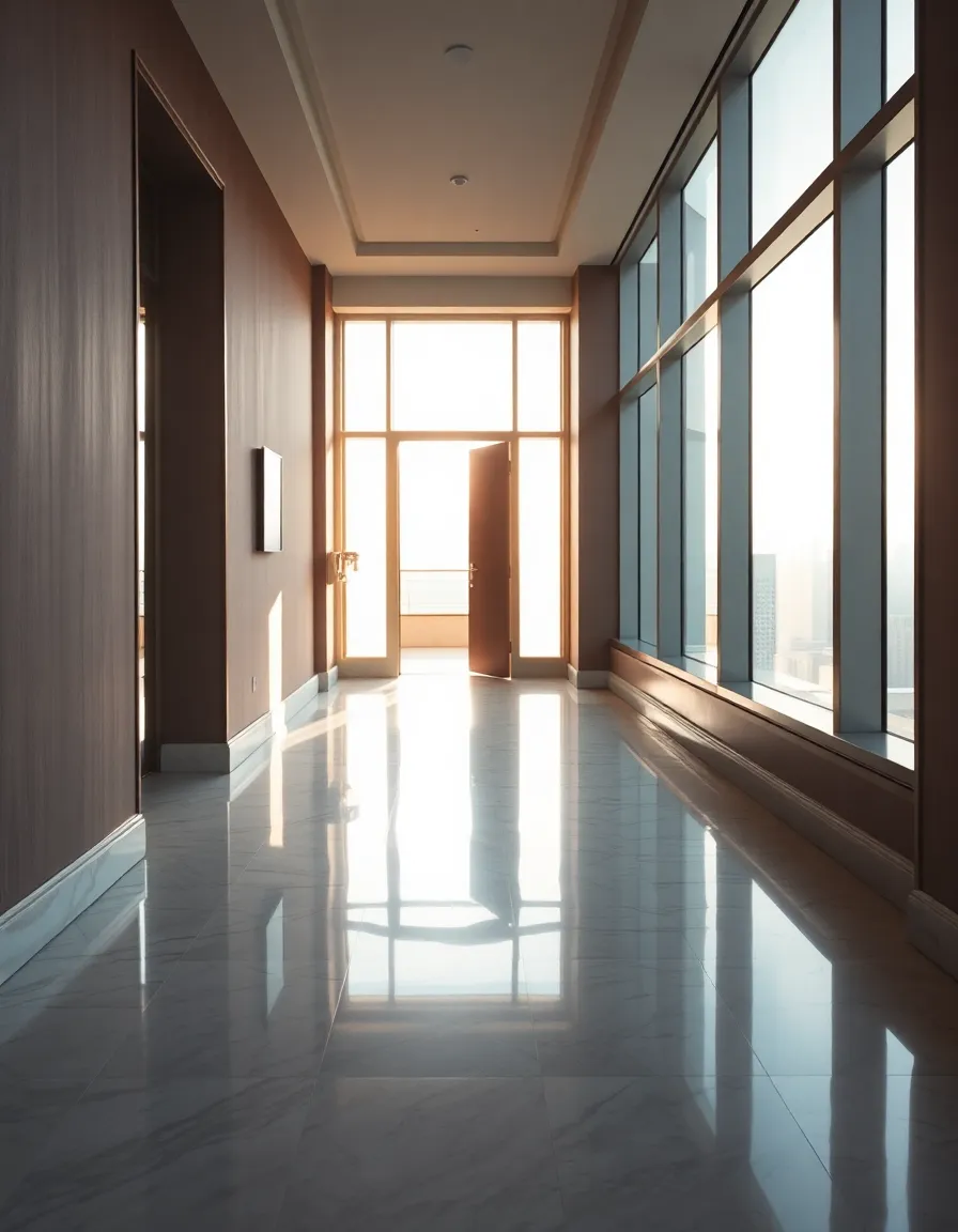 Hotel Hallway Leading to Luxurious Suite
