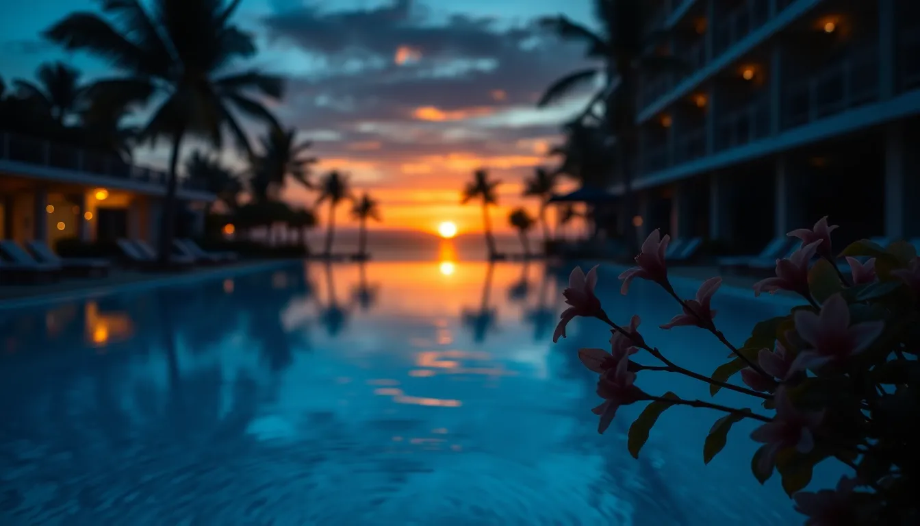Tranquil Hotel Pool at Twilight