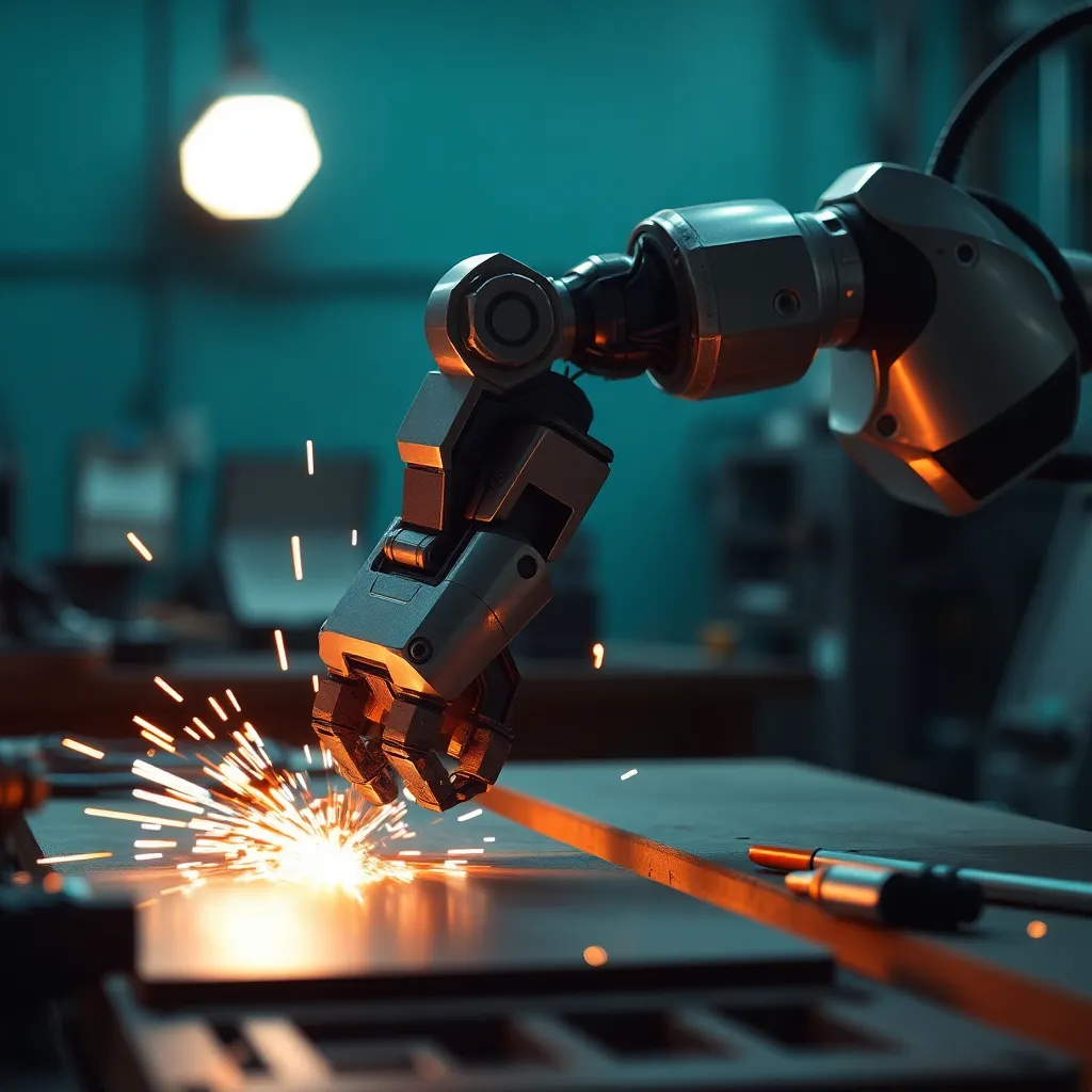 Robotic Arm Welding in Industrial Setting