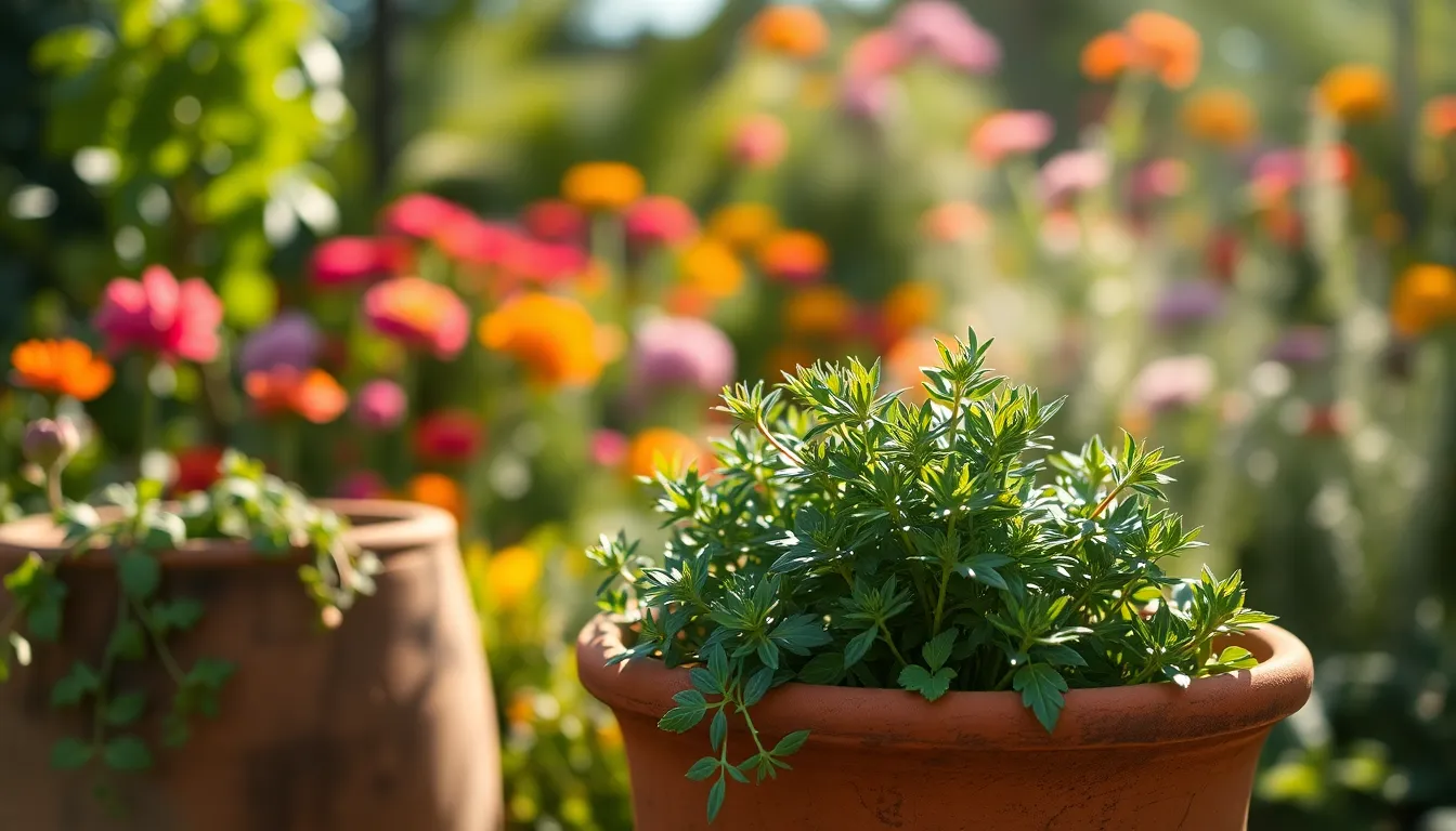 Fresh Herbs in Sunlit Garden