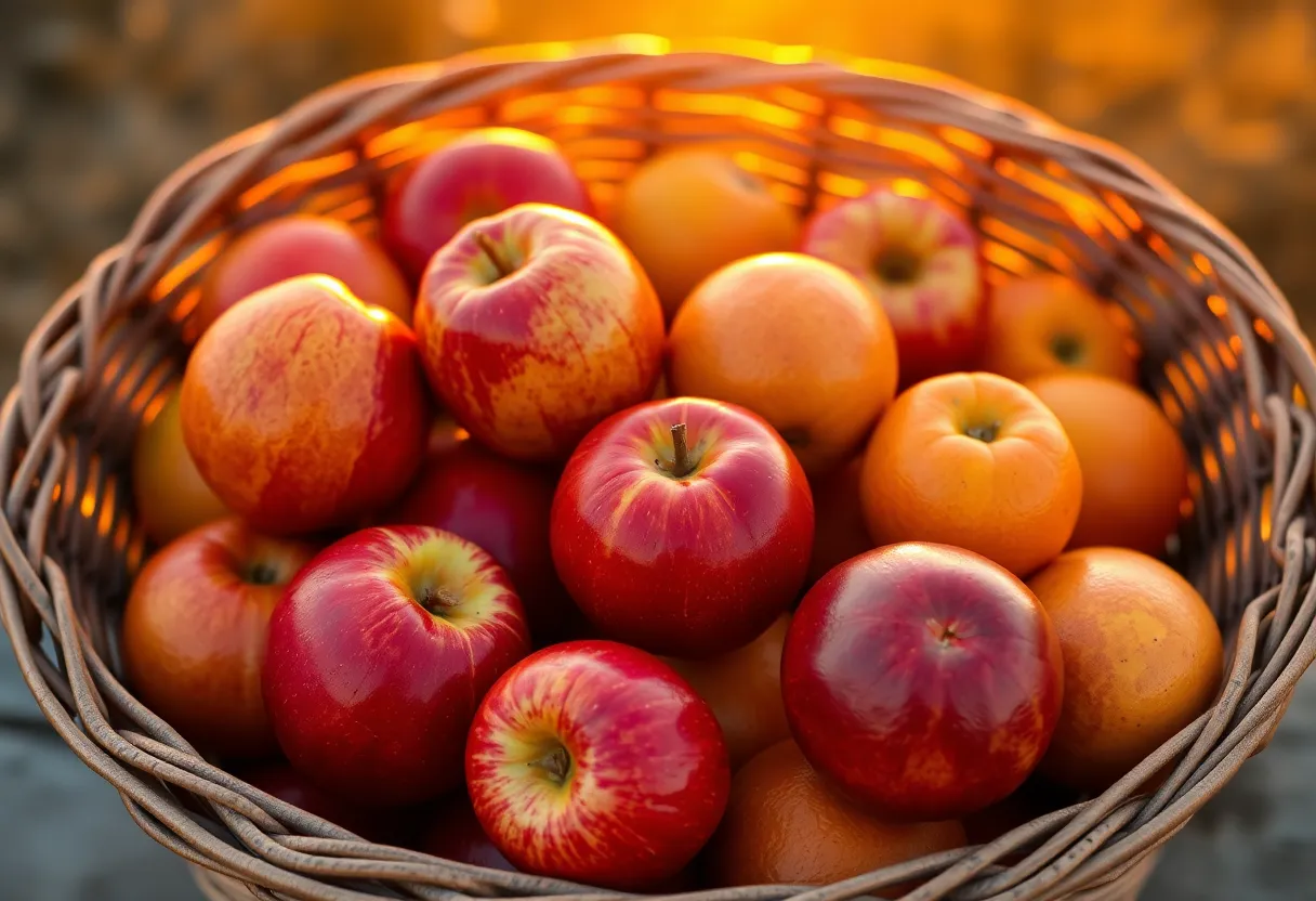 Ripe Fruits in Rustic Basket