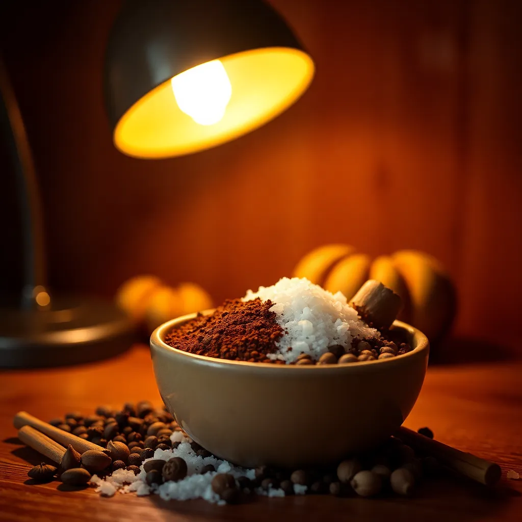 Close-Up of Spices on Wooden Table