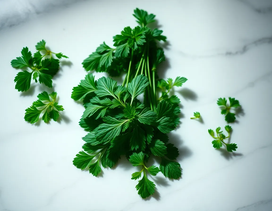 Fresh Herbs on Marble Surface
