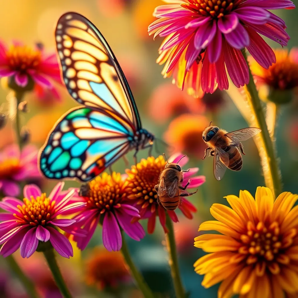 Vibrant Insects and Bugs on Wildflowers