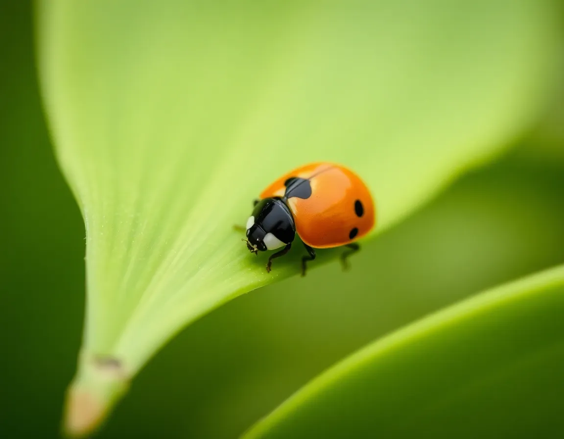 Ladybug on a Green Leaf