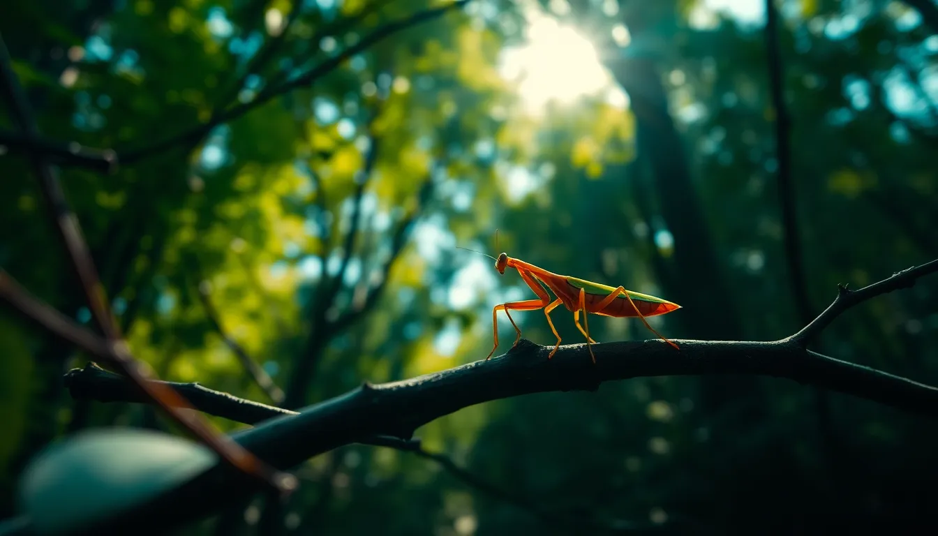 Mantis on Textured Branch