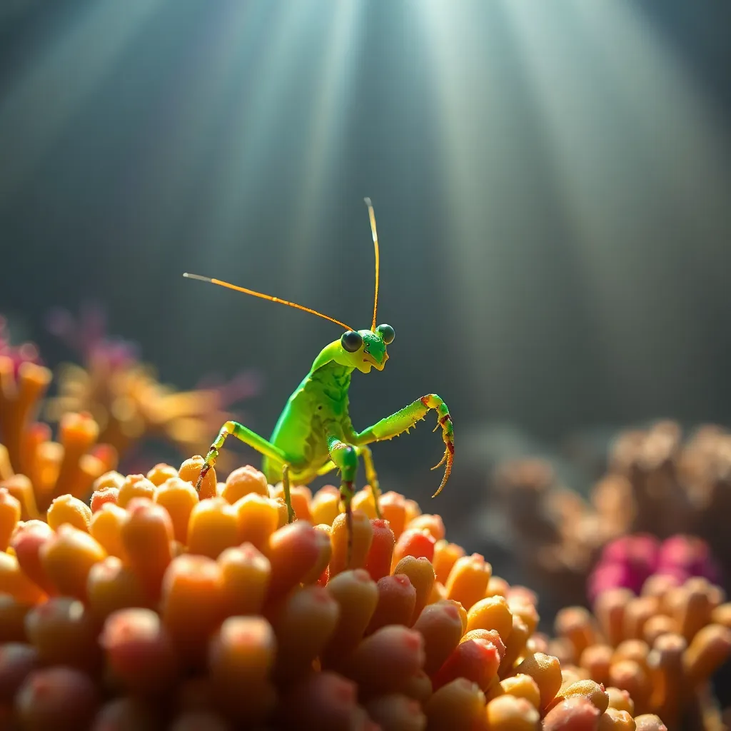 Colorful Mantis Shrimp on Coral Reef