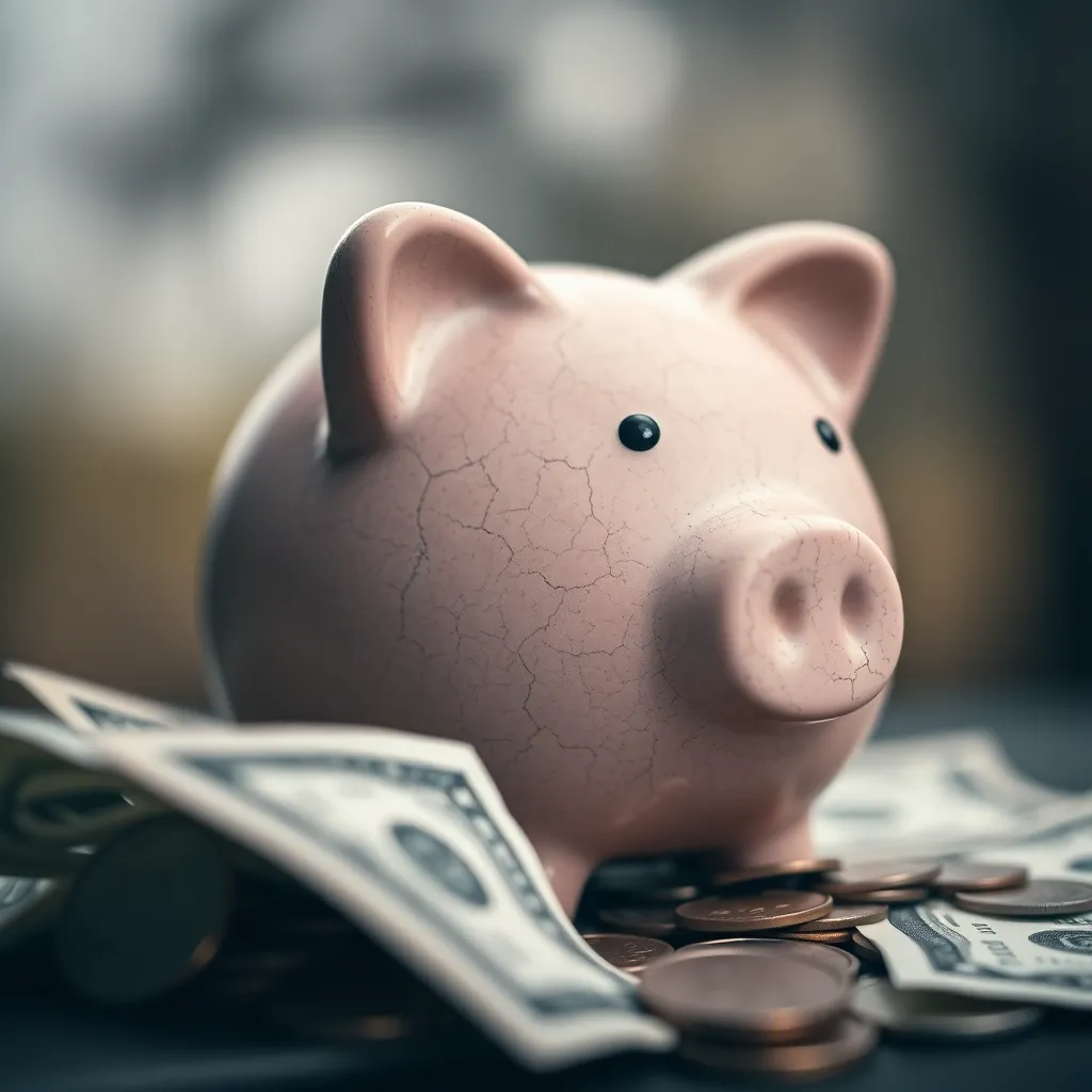 Piggy Bank Surrounded by Currency