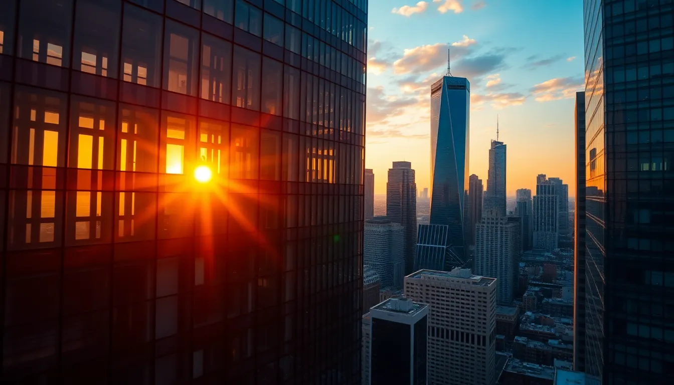 Elegant Financial District Skyline at Dusk