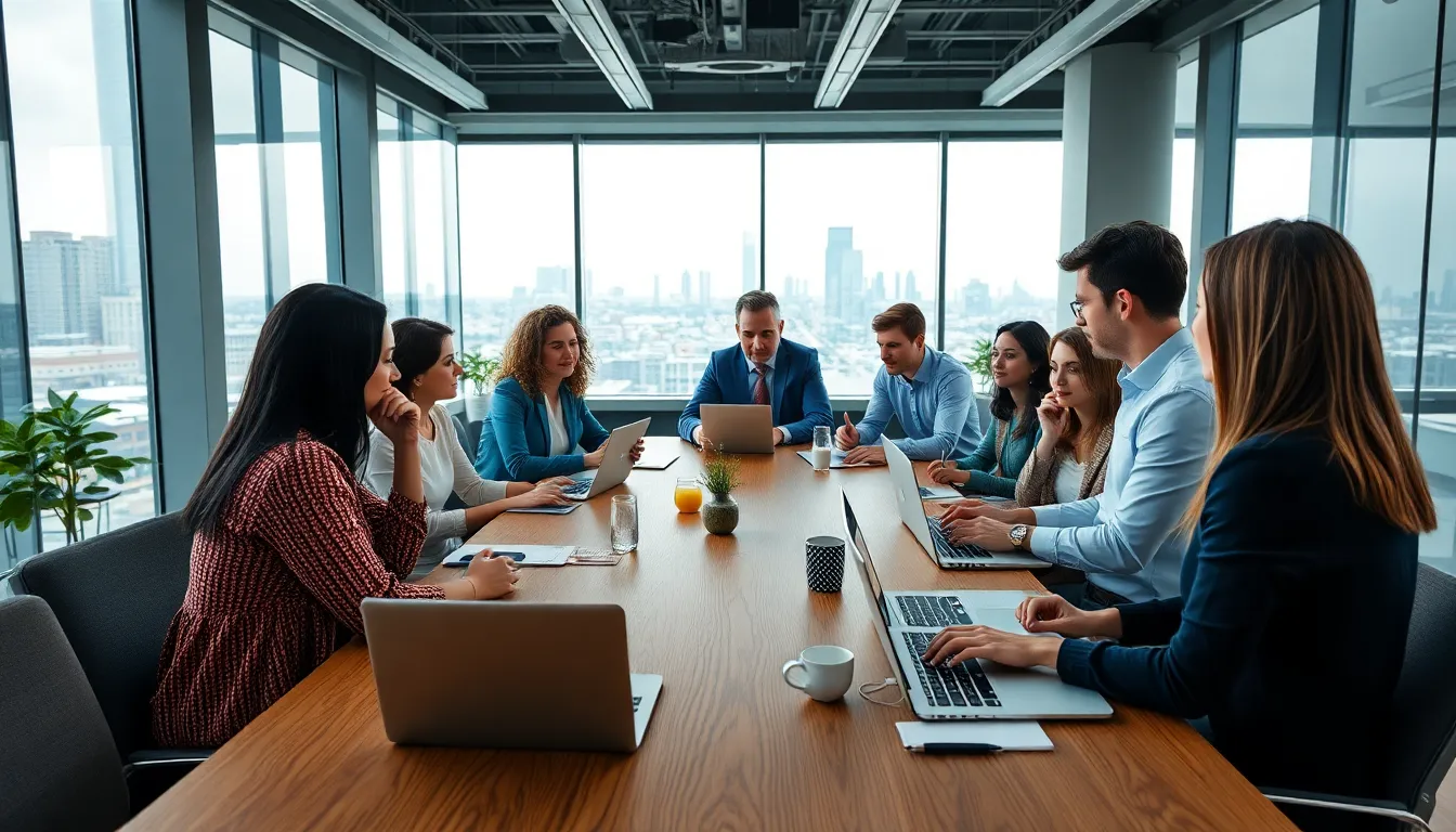 Diverse Professionals in Modern Office Discussing Investments