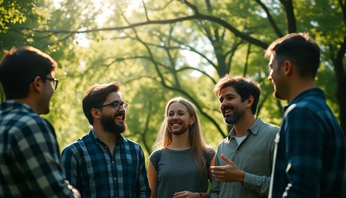 Friends Discussing Investment Strategies Outdoors