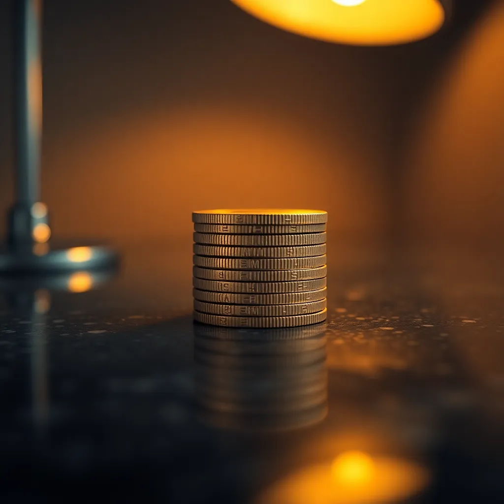 Close-Up of Gold Coins on a Granite Surface
