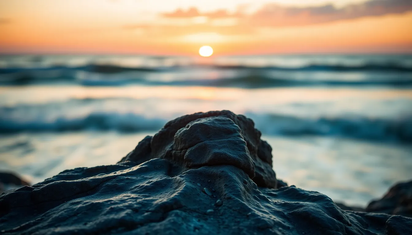 This image captures a serene sunset over a tropical island dock, with warm golden hour light creating a peaceful atmosphere. The focus on the wooden dock adds depth, leading the viewer’s eye towards the tranquil turquoise waters. Soft bokeh from the palm trees enhances the dreamy quality, while the natural coloration evokes a sense of relaxation and escape. It’s an idyllic representation of island life.