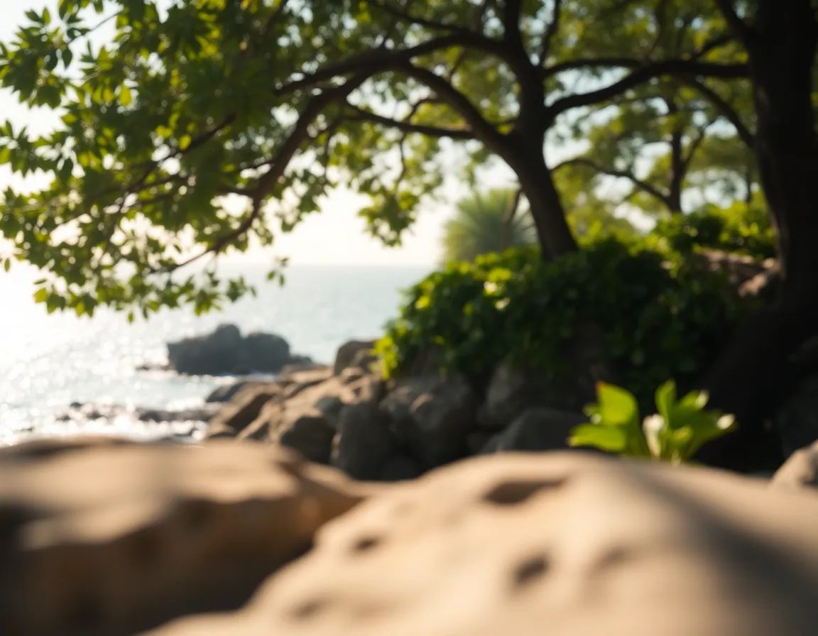 Idyllic Island Cove with Lush Greenery