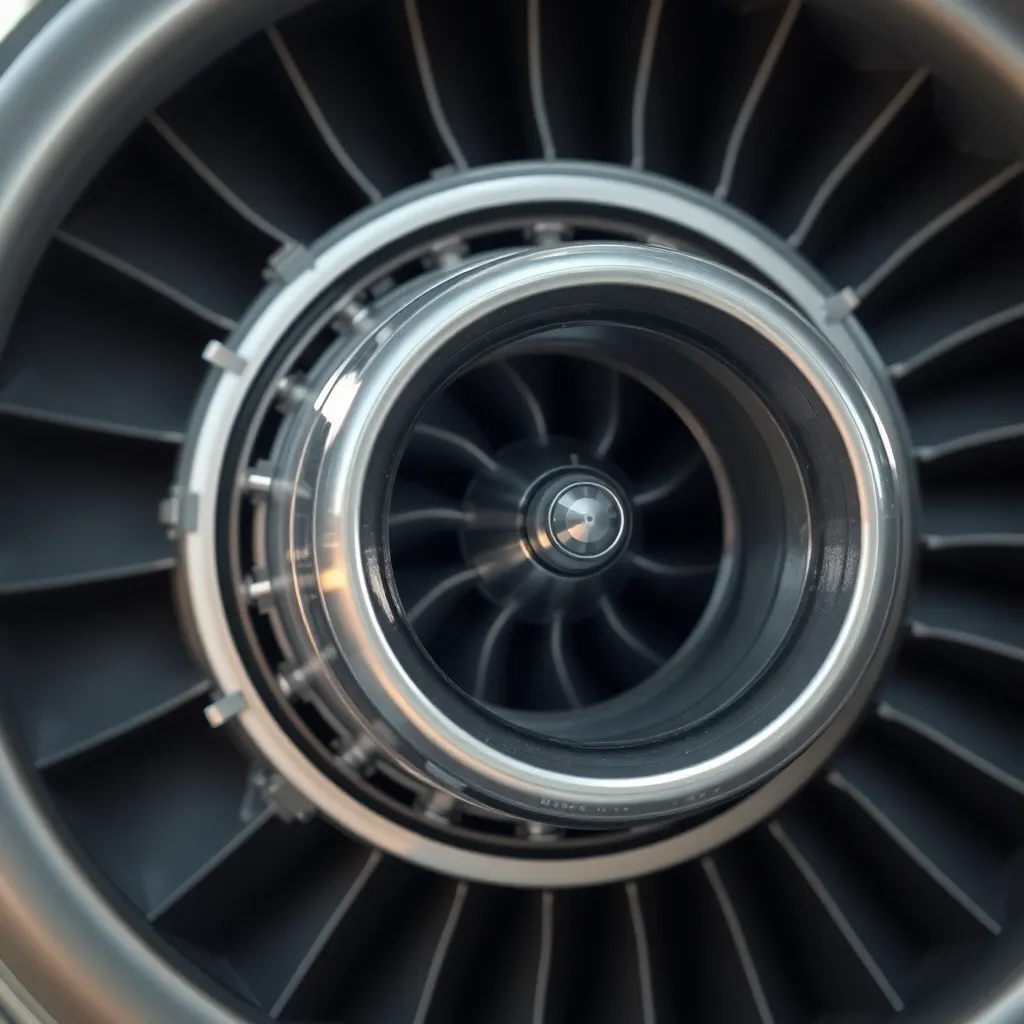 Close-Up of Jet Turbine During Maintenance