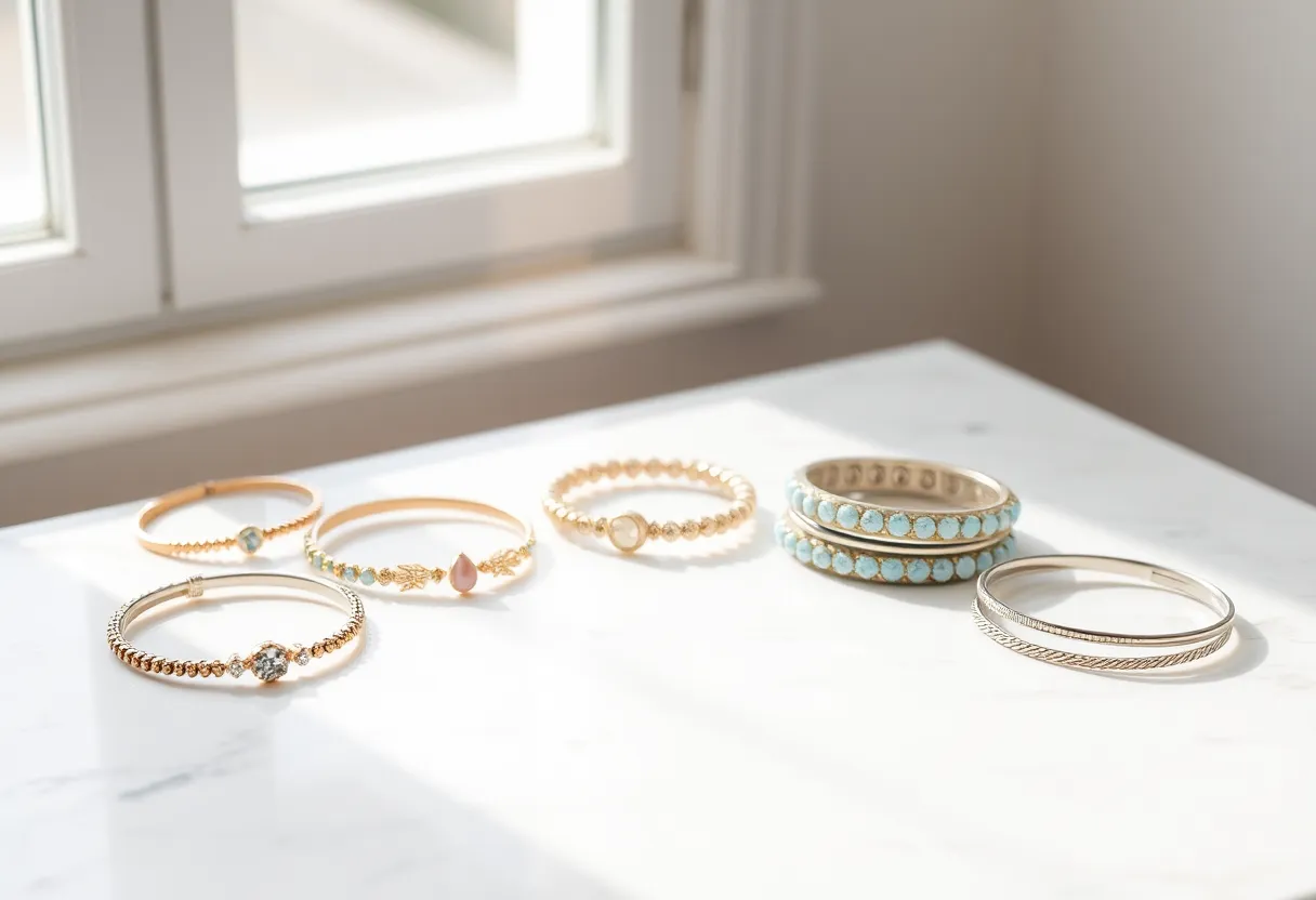 Pastel Bracelets on Marble Surface