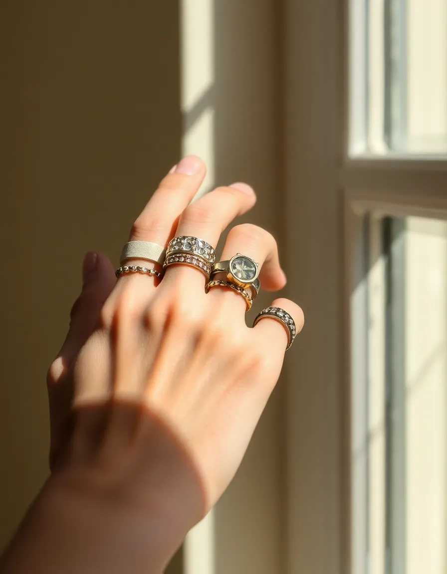 Model's Hand Adorned with Rings