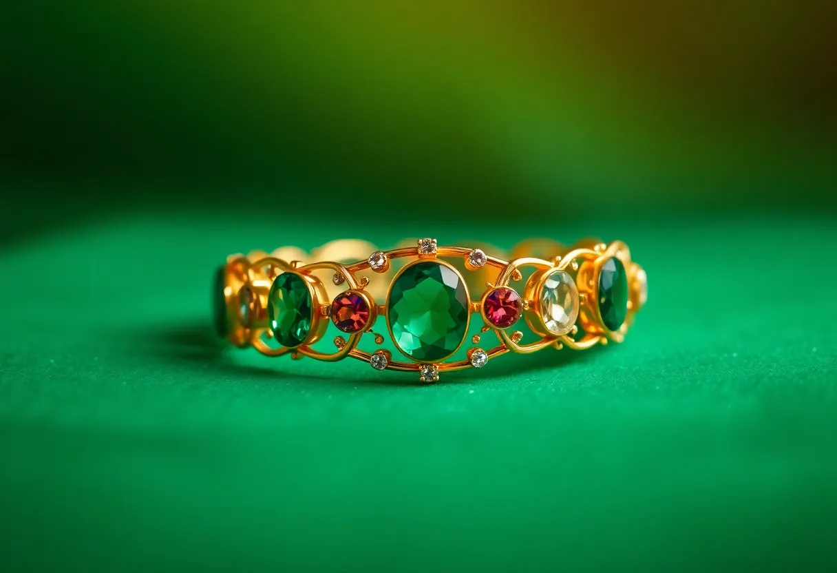 Luxurious Gold Bracelet with Gemstones