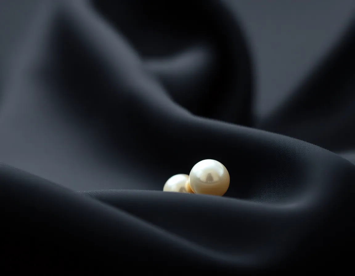 Elegant Pearl Earrings on Silk Cloth