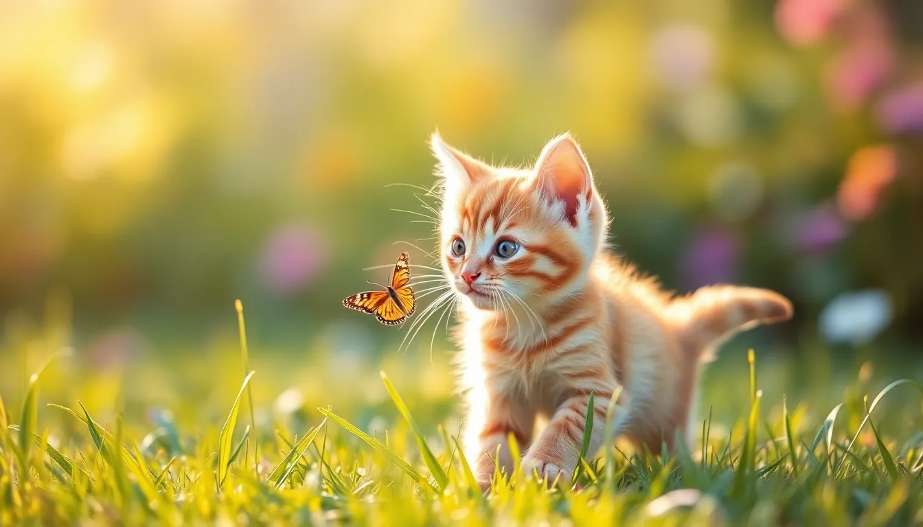 Playful Kitten in Sunlit Living Room