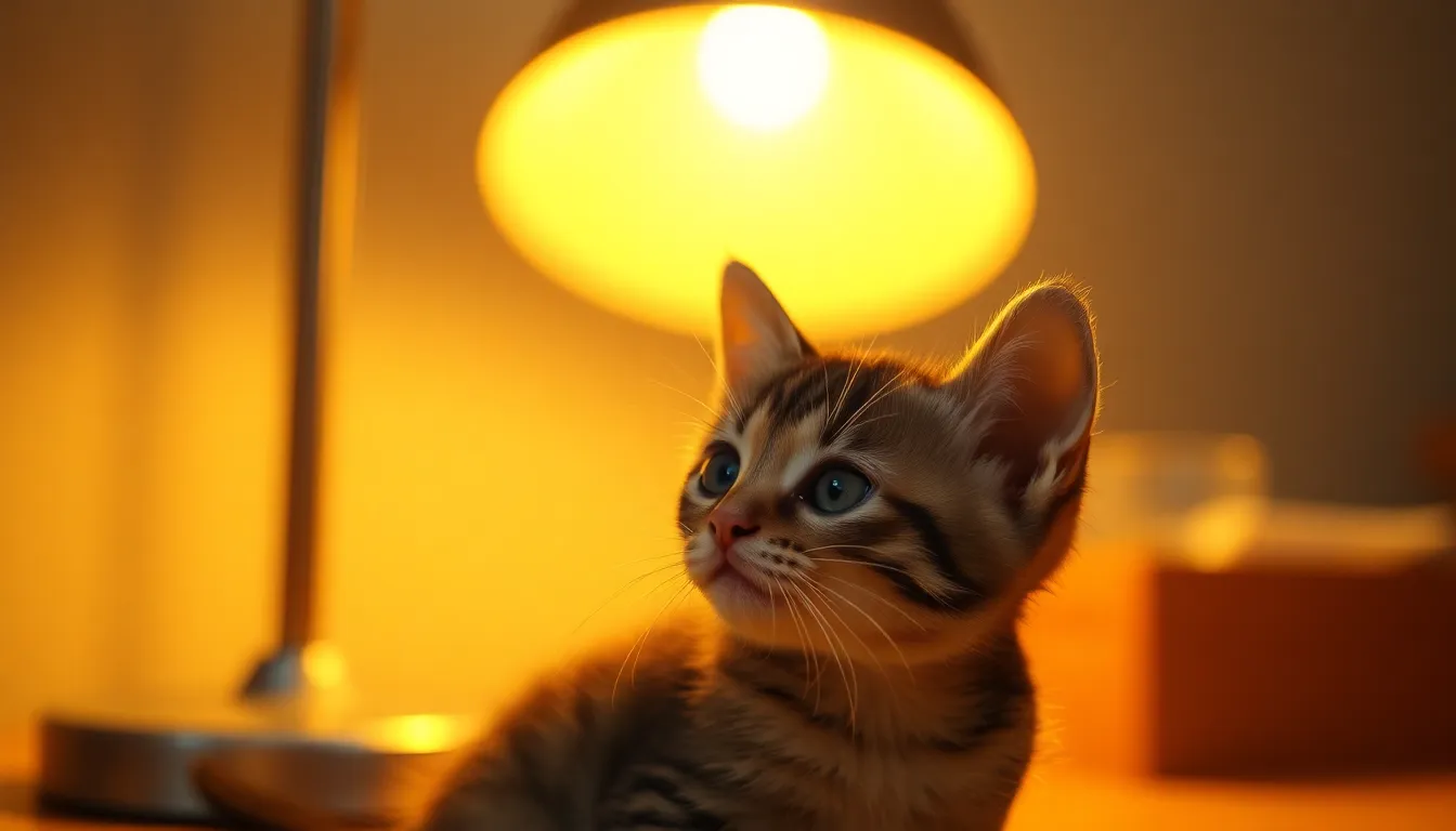 Playful Kitten Under Warm Light