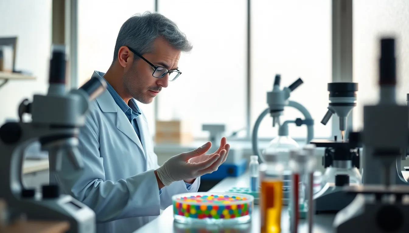 Scientist Analyzing Bacteria in Laboratory