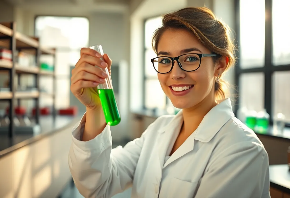 Researcher Holding Test Tube in Laboratory