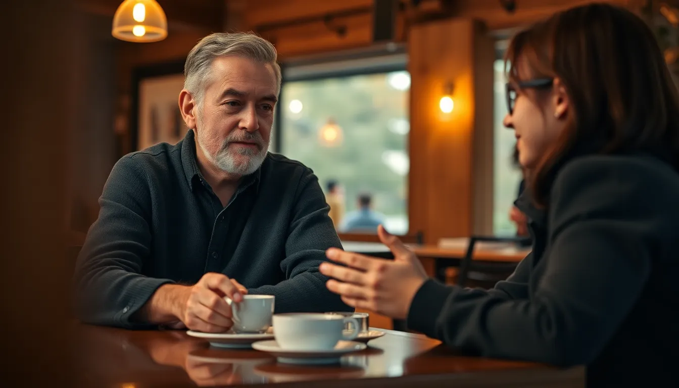 Mentor and Entrepreneur Discussing Ideas in Café