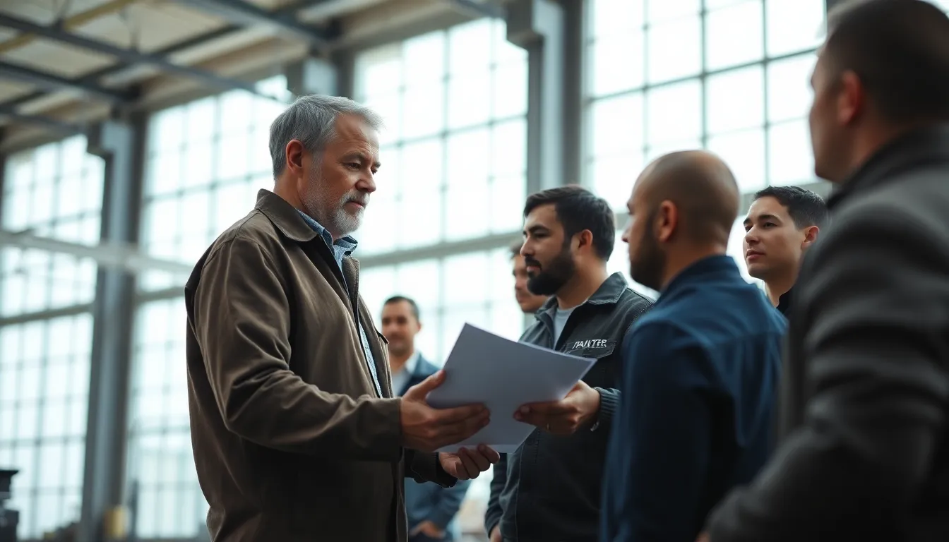 Male Manager Engaging with Factory Team