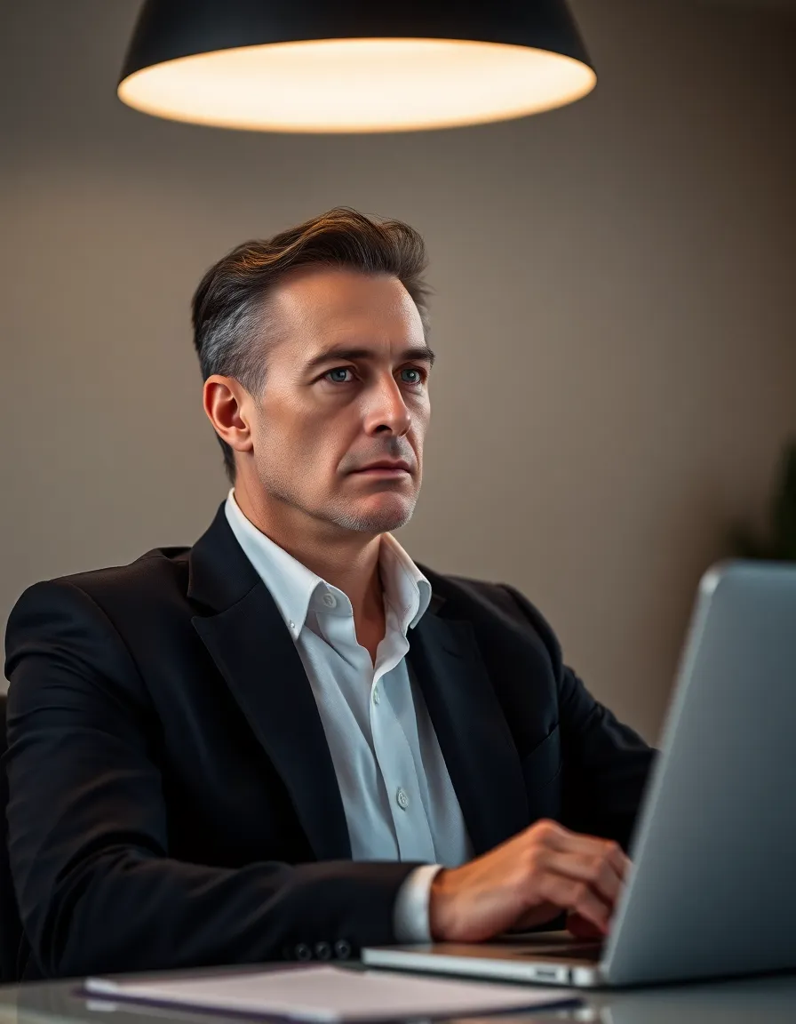 Mature Executive in Thoughtful Reflection