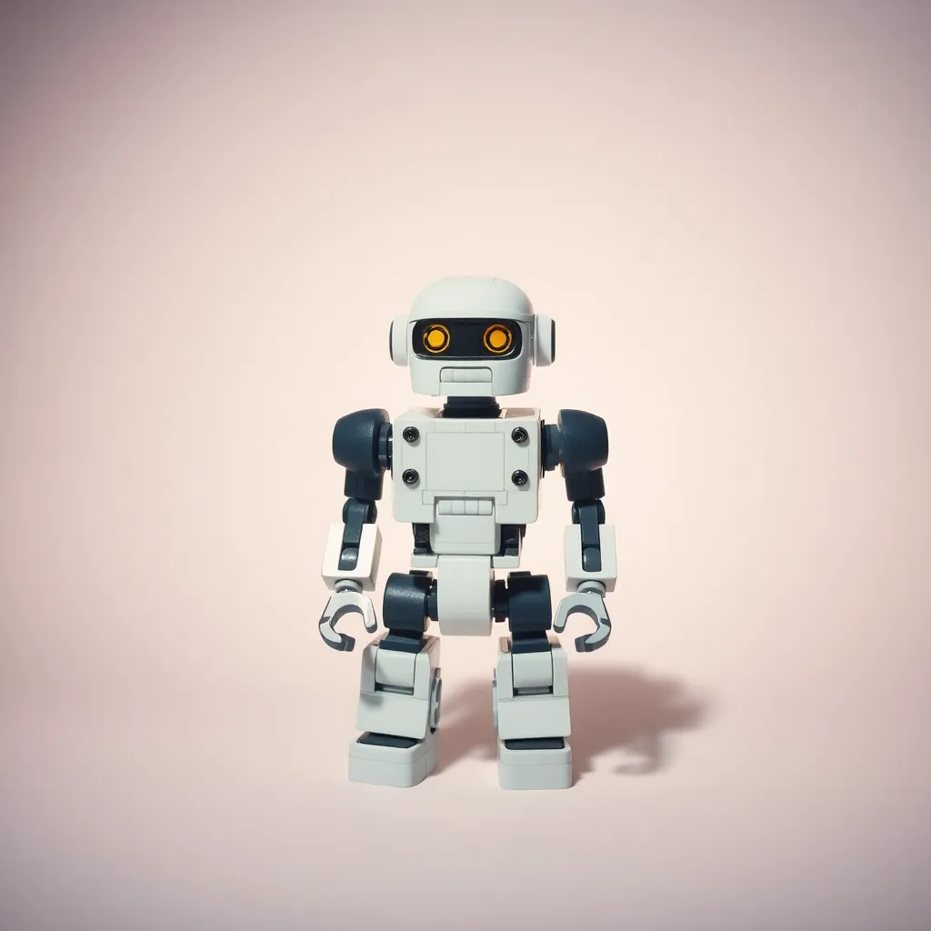 Whimsical Lego Robot on Pastel Background