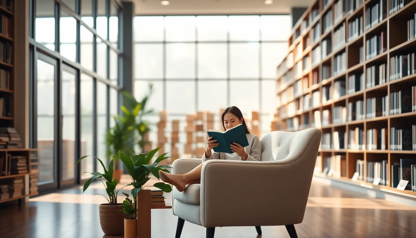 Cozy Modern Library Reading Nook