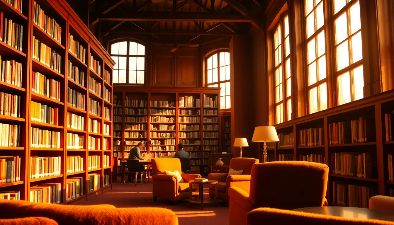Cozy Library Reading Nook at Golden Hour