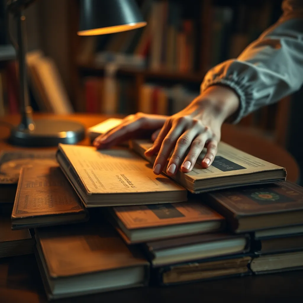 Librarian Organizing Vintage Books
