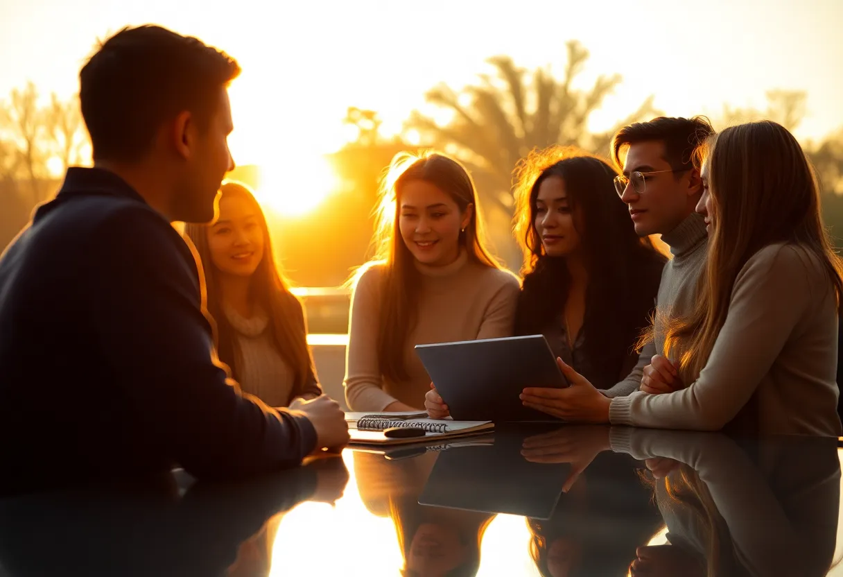 Diverse Students Collaborating in Library