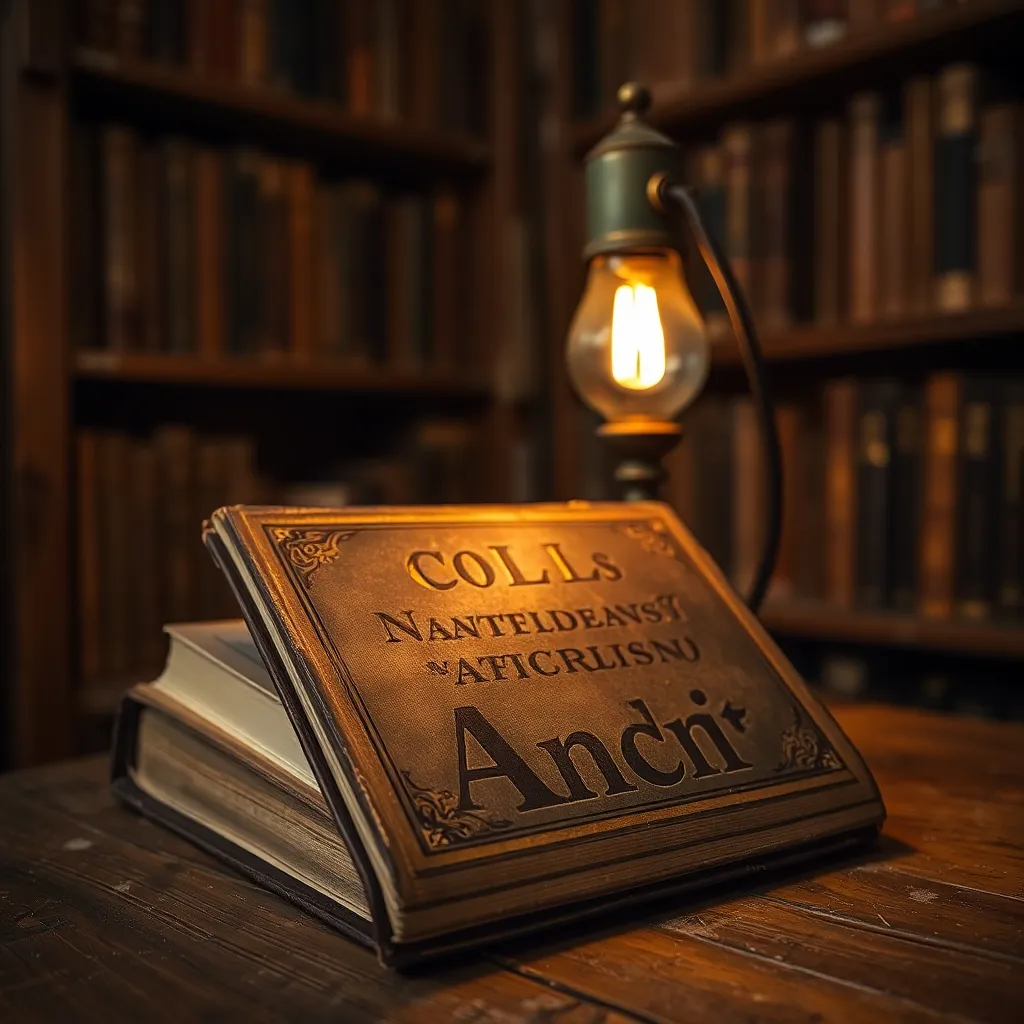 Close-Up of Ancient Book in Library