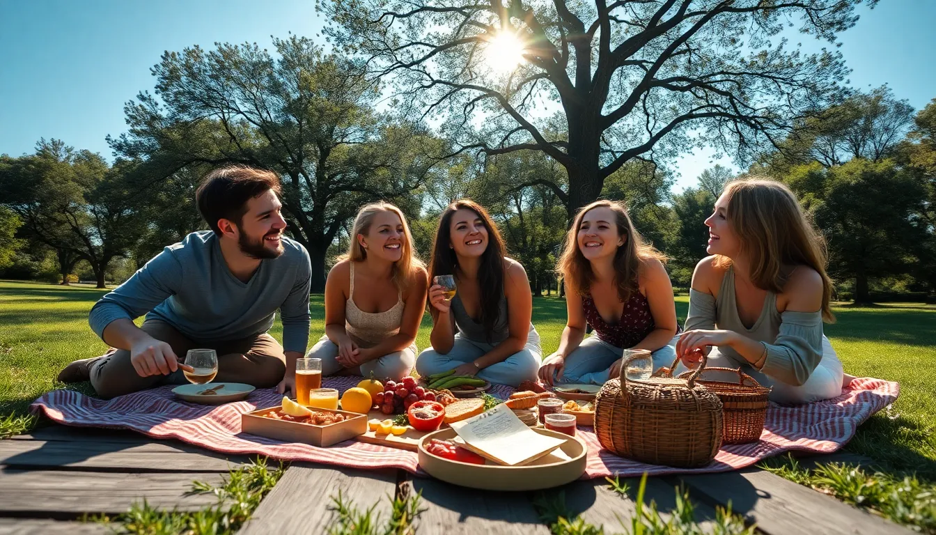 Friends Enjoying a Picnic in the Park